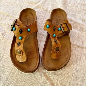 Brown Sandals with Turquoise Accents